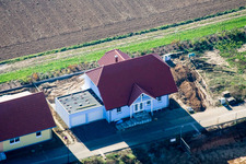 Aerial view of New development area Brotäcker, Ahornweg in Steinweiler in the state Rhineland-Palatinate, Germany
