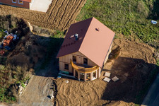 Bird's eye view of Brotäcker new development area in Steinweiler in the state Rhineland-Palatinate, Germany
