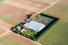 Oblique view of Sudetenhof in Steinweiler in the state Rhineland-Palatinate, Germany