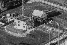 New development area Im Holderbusch in Minfeld in the state Rhineland-Palatinate, Germany from a drone