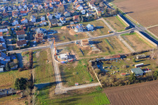 New development area Im Holderbusch from the east in Minfeld in the state Rhineland-Palatinate, Germany