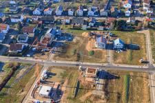 Aerial photograpy of New development area Im Holderbusch from the east in Minfeld in the state Rhineland-Palatinate, Germany