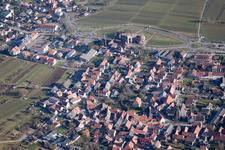 District Schweigen in Schweigen-Rechtenbach in the state Rhineland-Palatinate, Germany from a drone