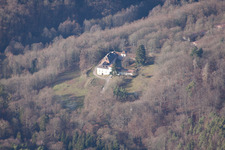 Aerial view of Chateau Langenberg in Weiler in the state Bas-Rhin, France