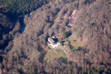 Aerial photograpy of Chateau Langenberg in Weiler in the state Bas-Rhin, France