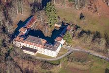 Chateau Langenberg in Weiler in the state Bas-Rhin, France from above
