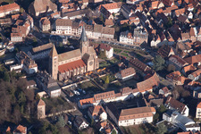 Wissembourg in the state Bas-Rhin, France seen from above