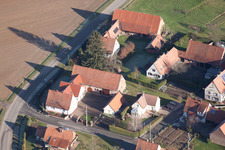Aerial view of Seebach in the state Bas-Rhin, France