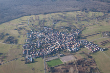 Drone recording of District Büchelberg in Wörth am Rhein in the state Rhineland-Palatinate, Germany