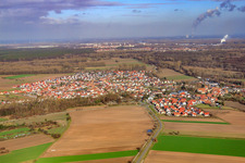 Village on the Klingbach from the southwest in Hördt in the state Rhineland-Palatinate, Germany