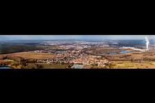 Panoramic perspective of Town View of the streets and houses of the residential areas in the district Sondernheim in Germersheim in the state Rhineland-Palatinate, Germany