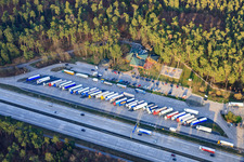 Serways rest area at the Hockenheim Ring Ost with Aral petrol station in Hockenheim in the state Baden-Wuerttemberg, Germany