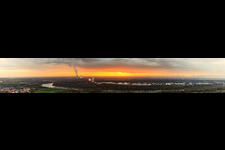 Rhine loop at sunset from the northeast in Speyer in the state Rhineland-Palatinate, Germany