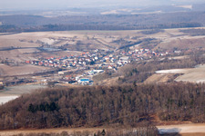 Aerial view of From the south in the district Neuenbürg in Kraichtal in the state Baden-Wuerttemberg, Germany