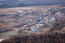 Aerial photograpy of From the south in the district Neuenbürg in Kraichtal in the state Baden-Wuerttemberg, Germany