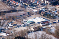 Aerial view of AVN GmbH, Thomas Ullrich brick factory in the district Neuenbürg in Kraichtal in the state Baden-Wuerttemberg, Germany
