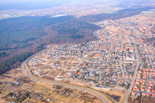 Bird's eye view of Vogelring new development area in Jockgrim in the state Rhineland-Palatinate, Germany