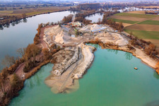 Gravel plant of Heidelberg Materials Mineralik in Neupotz in the state Rhineland-Palatinate, Germany