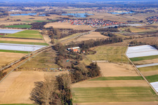 Wanzheim Mill in Rheinzabern in the state Rhineland-Palatinate, Germany seen from above