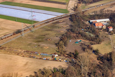 Wanzheim Mill in Rheinzabern in the state Rhineland-Palatinate, Germany viewn from the air