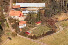 Wanzheim Mill in Rheinzabern in the state Rhineland-Palatinate, Germany from a drone
