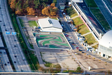 Bird's eye view of Hockenheimring, Motodrom in Hockenheim in the state Baden-Wuerttemberg, Germany