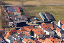 Aerial photograpy of Stables at Oberdorf in Rheinzabern in the state Rhineland-Palatinate, Germany