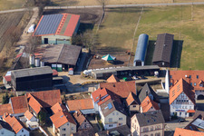 Oblique view of Stables at Oberdorf in Rheinzabern in the state Rhineland-Palatinate, Germany
