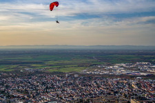 City from the east in Hockenheim in the state Baden-Wuerttemberg, Germany