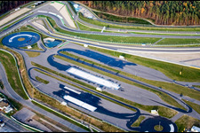 Aerial photograpy of Racetrack racecourse Hockenheimring Baden-Wuerttemberg in Hockenheim in the state Baden-Wurttemberg, Germany