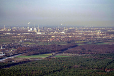 Aerial view of From the south in the district Rheinau in Mannheim in the state Baden-Wuerttemberg, Germany