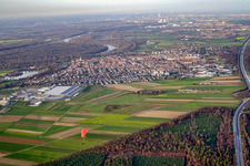 City from the southeast in Ketsch in the state Baden-Wuerttemberg, Germany