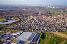 Aerial view of City from the south in Ketsch in the state Baden-Wuerttemberg, Germany