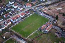 Sports fields in the district Ingenheim in Billigheim-Ingenheim in the state Rhineland-Palatinate, Germany out of the air