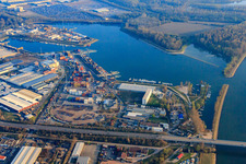 Port Germersheim in Germersheim in the state Rhineland-Palatinate, Germany from above