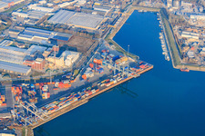 Port Germersheim in Germersheim in the state Rhineland-Palatinate, Germany from the plane