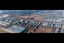 Mineral oil - tank Tanquid at the airport in Speyer in the state Rhineland-Palatinate, Germany