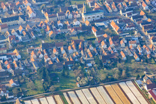 Aerial photograpy of Kautzengasse in Lingenfeld in the state Rhineland-Palatinate, Germany