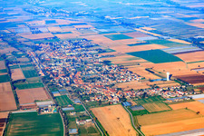 View of the town from the east in the district Niederlustadt in Lustadt in the state Rhineland-Palatinate, Germany