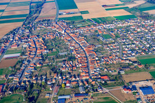 Aerial view of Dorm view from the east in Ottersheim bei Landau in the state Rhineland-Palatinate, Germany
