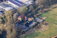 Aerial view of Bartelsmühle in the district Minderslachen in Kandel in the state Rhineland-Palatinate, Germany