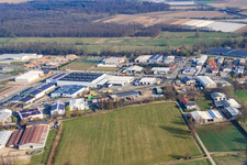 Horst industrial estate in the district Minderslachen in Kandel in the state Rhineland-Palatinate, Germany viewn from the air