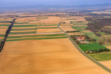 Aerial photograpy of Höfen district in the district Minderslachen in Kandel in the state Rhineland-Palatinate, Germany