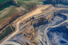 Limestone opencast mining in the Nussloch quarry in the district Maisbach in Nußloch in the state Baden-Wuerttemberg, Germany