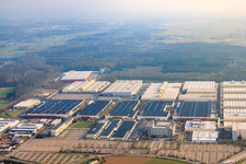 Aerial photograpy of Heidelberg Printing Machines AG in the district Frauenweiler in Wiesloch in the state Baden-Wuerttemberg, Germany