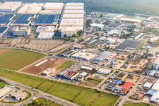 Aerial view of Industrial area Altrottstr in Walldorf in the state Baden-Wuerttemberg, Germany