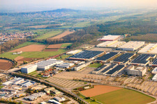 Heidelberg Printing Machines AG in the district Frauenweiler in Wiesloch in the state Baden-Wuerttemberg, Germany from the plane