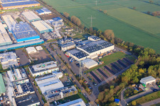 Oblique view of LANDAU OST industrial area with Rose Druck GmbH in Landau in der Pfalz in the state Rhineland-Palatinate, Germany