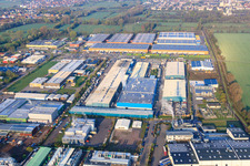 Aerial photograpy of LANDAU EAST industrial park with Michelin TYRE WORKS LANDAU and RONAL GmbH in Landau in der Pfalz in the state Rhineland-Palatinate, Germany
