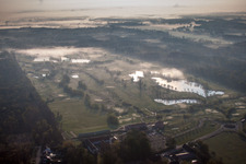 Aerial view of Grounds of the Golf course at Golfanlage Landgut Dreihof in Essingen in the state Rhineland-Palatinate